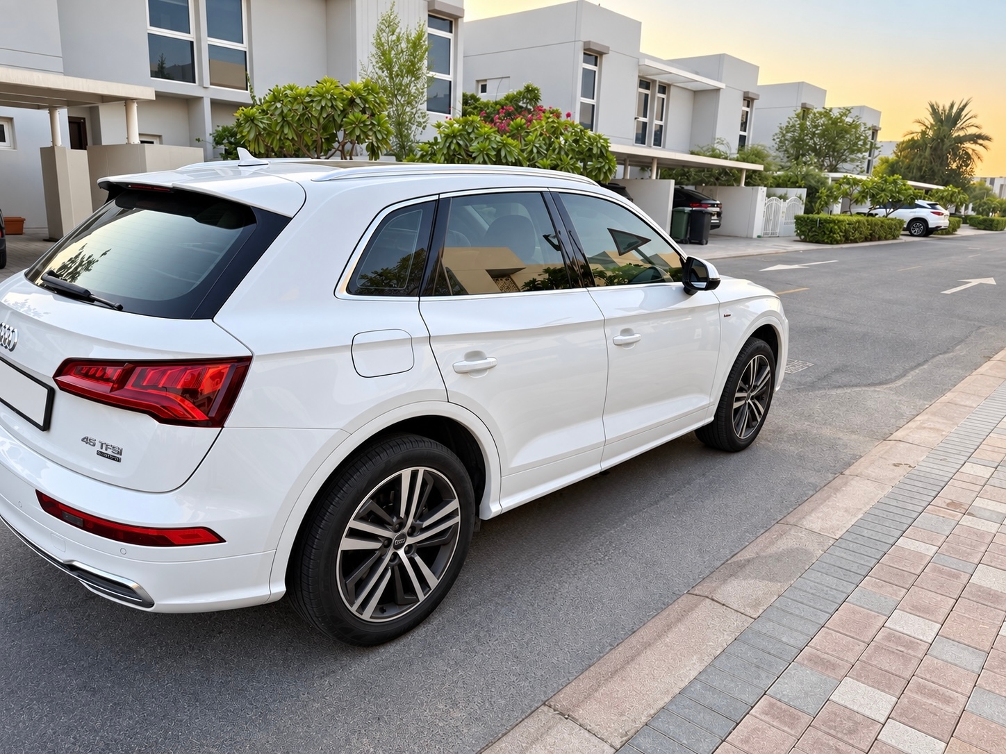 White Audi Q5 S Line 2020